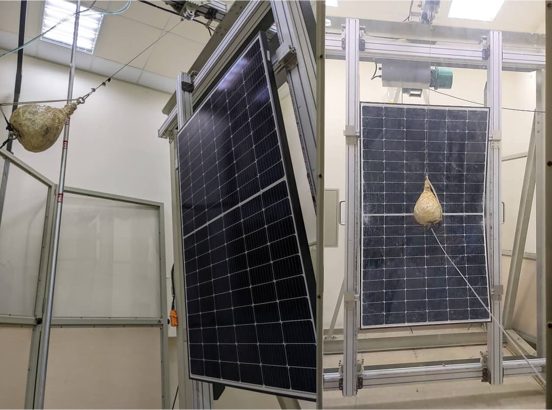 Solar panel hail impact and breakage testing system